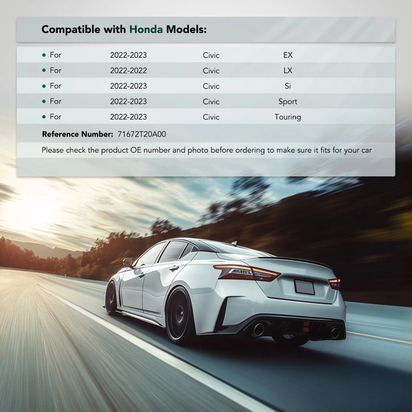 Rear Passenger Plastic Bumper Inner Brace for Honda Civic 2022-2023