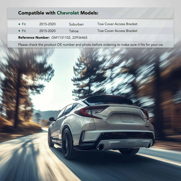 Rear Lower Plastic Hitch Bumper Tow Hook Cover for Chevy Suburban Tahoe 2015-2020