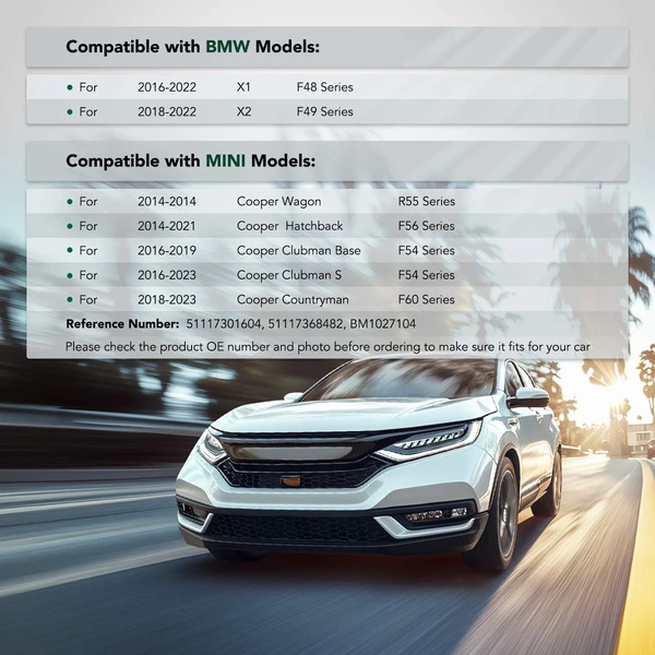 Front Passenger Aluminum Bumper Reinforcement for 2018-2023 Mini Cooper Countryman