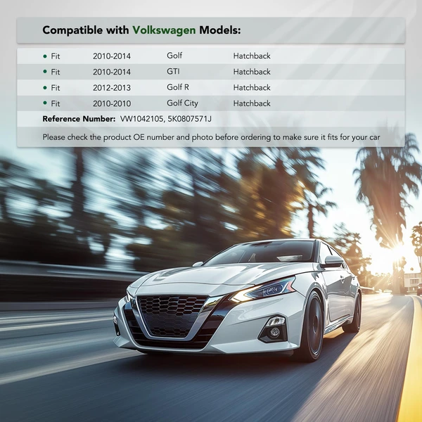 Front Driver Outer Plastic Bumper Bracket for VW Golf GTI 2010-2014 Golf R Golf City