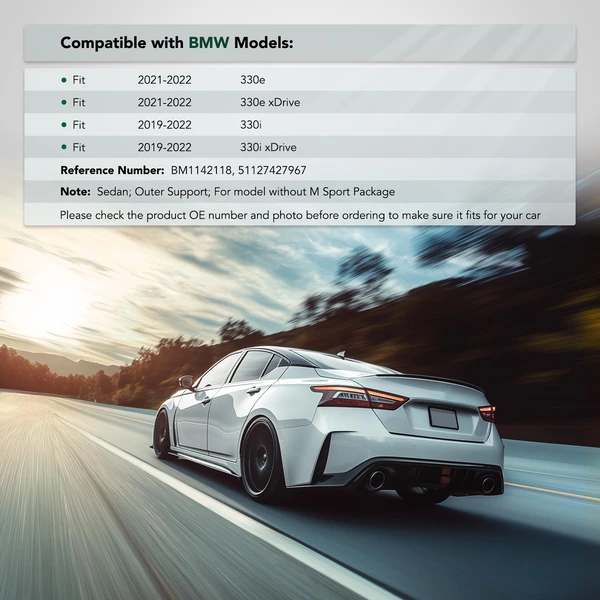 Rear Driver Plastic Outer Bumper Cover Support for BMW G20 330e 330i xDrive Sedan