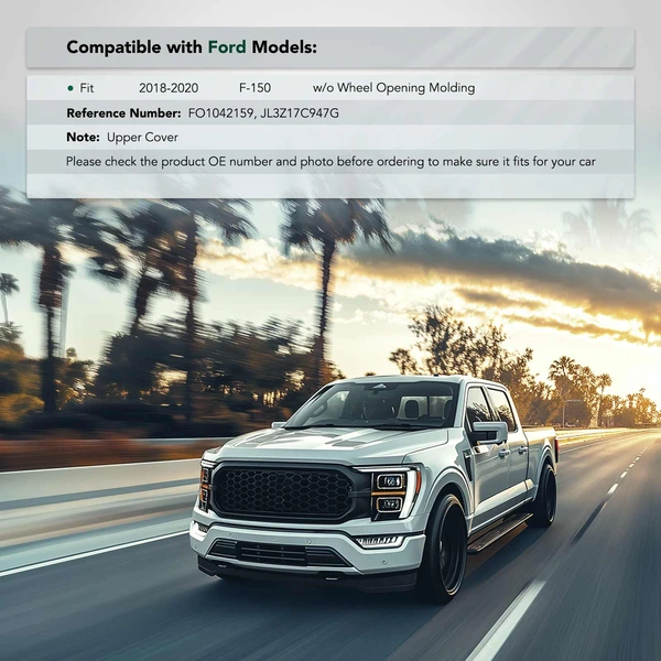 Front Driver Polypropylene Plastic Bumper Filler for 2018-2020 Ford F-150