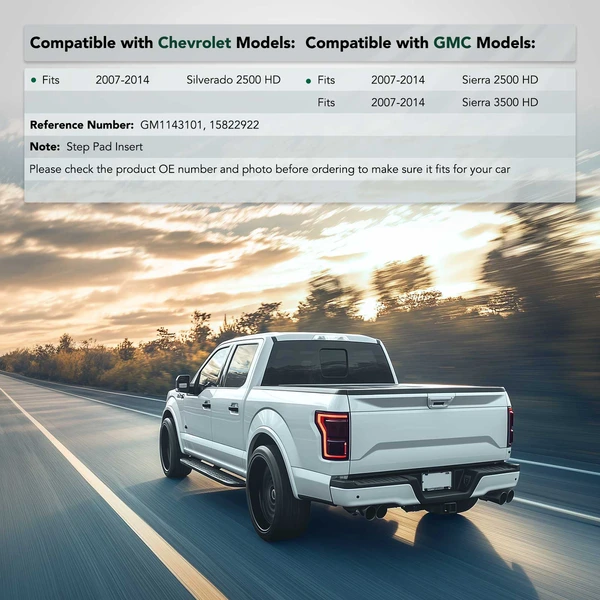 Rear Passenger Plastic Bumper Step Pad Insert Bracket for Chevy GMC Sierra 2500 HD