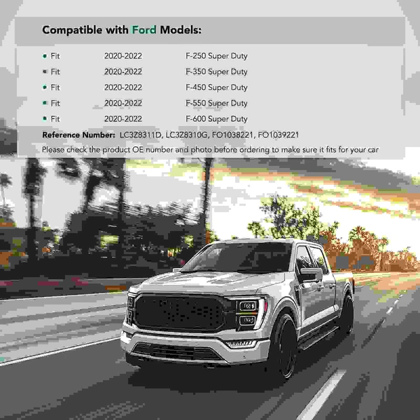 2 Pcs Front Driver & Passenger Plastic Tow Hook Bezel for Ford F-250 F-350 Super Duty Short