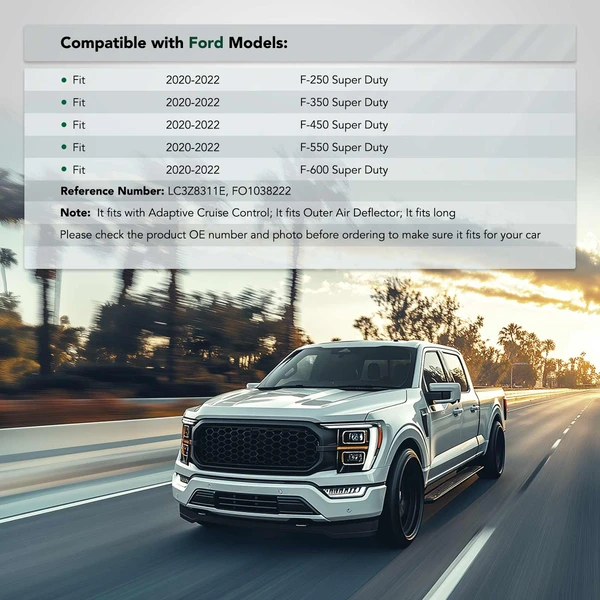 Front Driver Plastic Tow Hook Bezel for Ford F-250 F-350 F-450 Super Duty Long