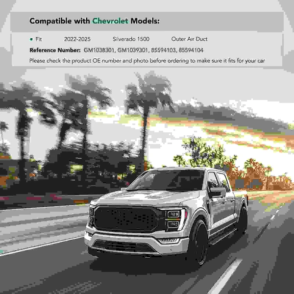 2 Pcs Front Outer Poly Acrylic Air Intake Duct for Chevy Silverado 1500 2022-2025