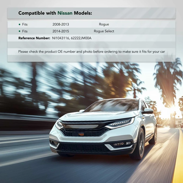 Front Passenger Plastic Bumper Bracket for Nissan Rogue 2008-2013 Rogue Select 2014-2015