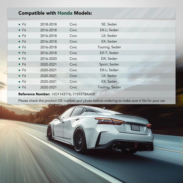 Rear Passenger Outer POM Plastic Bumper Bracket for Honda Civic 2016-2021 Sedan