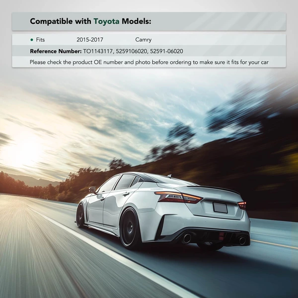 Rear Passenger Plastic Bumper Seal for Toyota Camry 2015-2017 Sedan