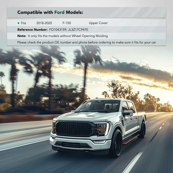 Front Passenger PP Plastic Bumper Filler for Ford F-150 2018-2020