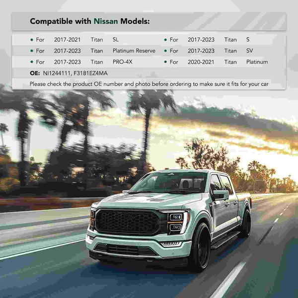 Front Driver Steel Fender Support for 2017-2023 Nissan TITAN