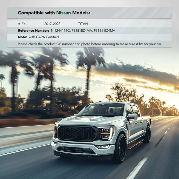 Front Driver Fender Support with CAPA Certified for 2017-2023 Nissan TITAN