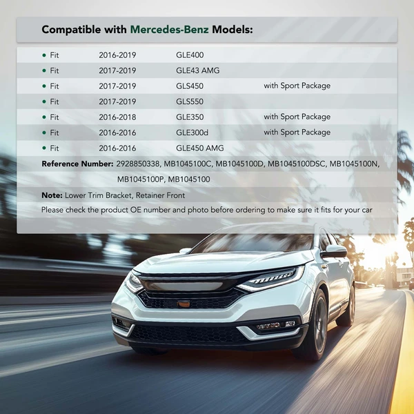 Front Lower Plastic Bumper Cover Support for Mercedes-Benz W166 GLE450 AMG