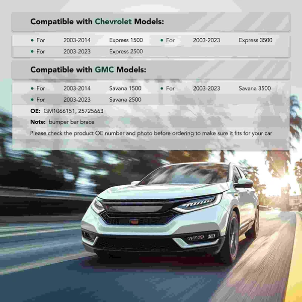 Front Driver or Passenger Steel Bumper Bracket for 2003-2014 GMC Savana 1500