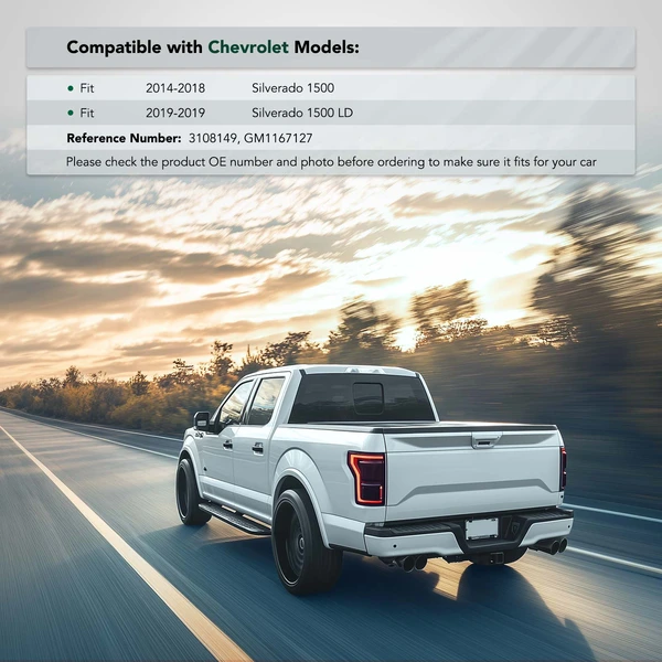 Rear Passenger Steel Bumper Bracket Impact Bar for Chevy Silverado 1500 2014-2018