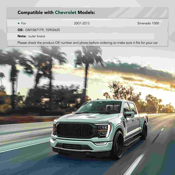 Front Passenger Outer Steel Bumper Bracket for 2007-2013 Chevrolet Silverado 1500