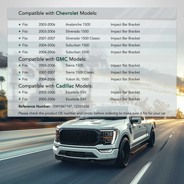 Front Passenger Steel Bumper Bracket Impact Bar for 2007 Chevrolet Silverado 1500 Classic