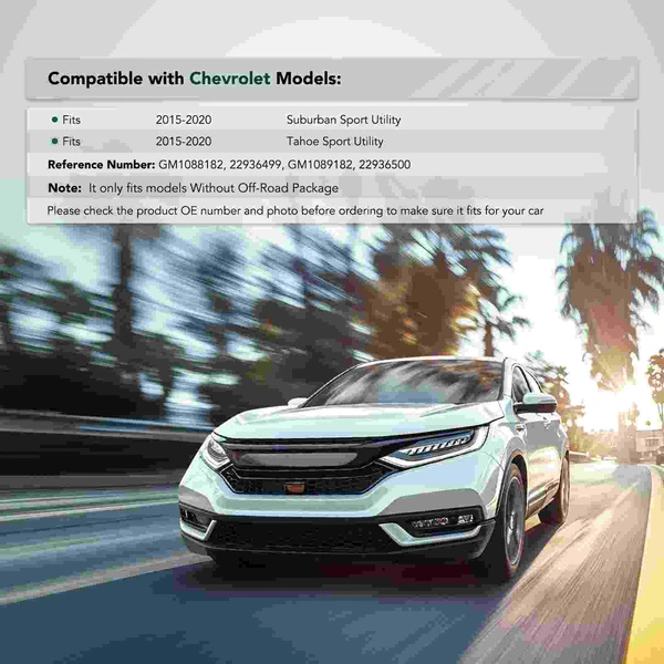 2 Pcs Front Driver & Passenger Bumper Filler for Chevrolet Suburban Tahoe 2015-2020