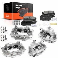 12 Pcs Front & Rear Brake Calipers & Ceramic Brake Pads