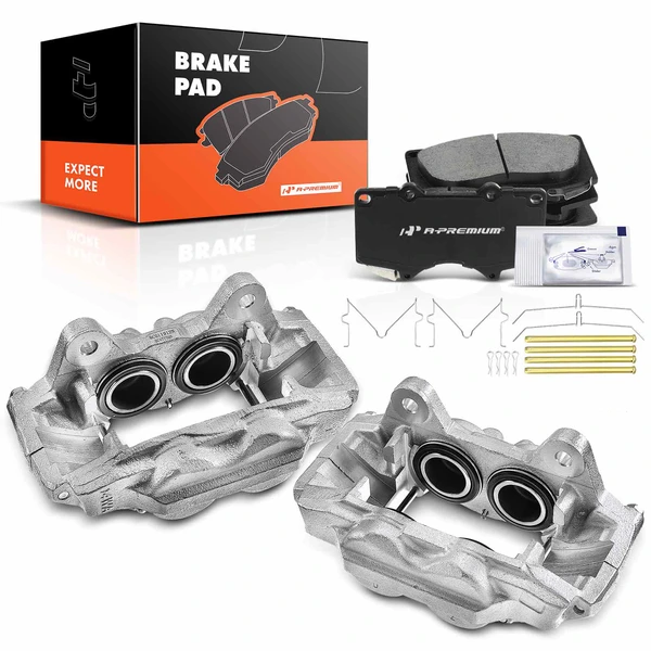 6-PC Brake Caliper + Brake Pad, Front Driver & Passenger, 4-Piston, A-Premium APBC3430