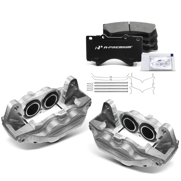 6-PC Brake Caliper + Brake Pad, Front Driver & Passenger, 4-Piston, A-Premium APBC3431