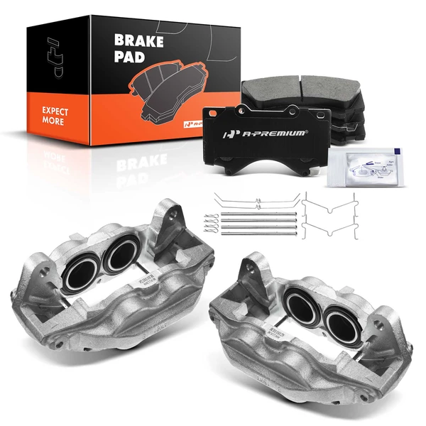 6-PC Brake Caliper + Brake Pad, Front Driver & Passenger, 4-Piston, A-Premium APBC3431