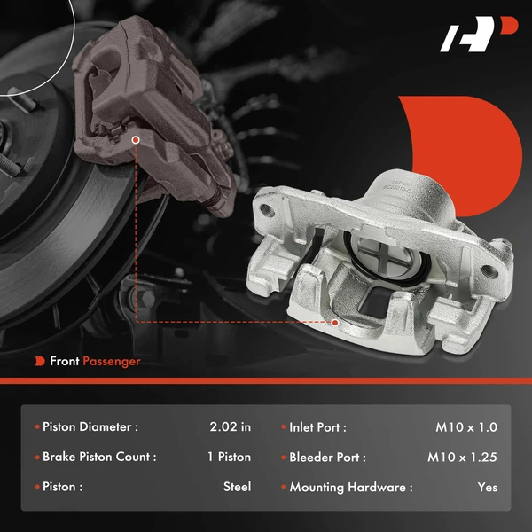 1-PC Brake Caliper, Front Right Passenger Side, 1-Piston, A-Premium APBC4338