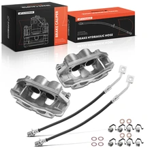 2006-2009 Mitsubishi Raider 4pc Brake Caliper & Brake Hydraulic Hose A-Premium APBC33197PG