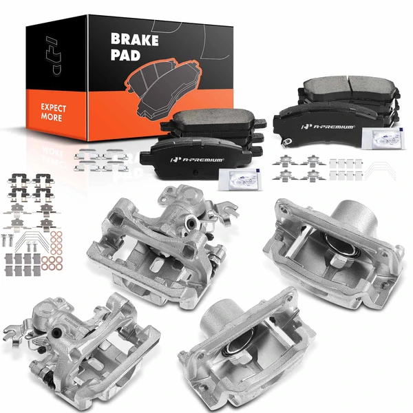 12 Pcs Front & Rear Brake Calipers & Ceramic Brake Pads for 2006-2013 Mazda 6