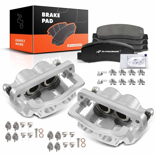 6-PC Brake Caliper + Brake Pad, Front Driver & Passenger, 2-Piston, A-Premium APBC3684