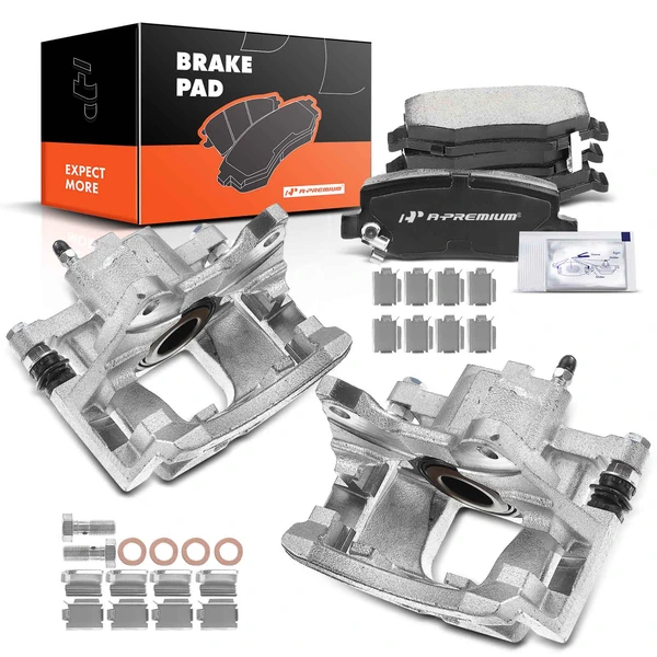 6 Pcs Rear Brake Calipers & Ceramic Brake Pads for 2007-2017 Jeep Wrangler