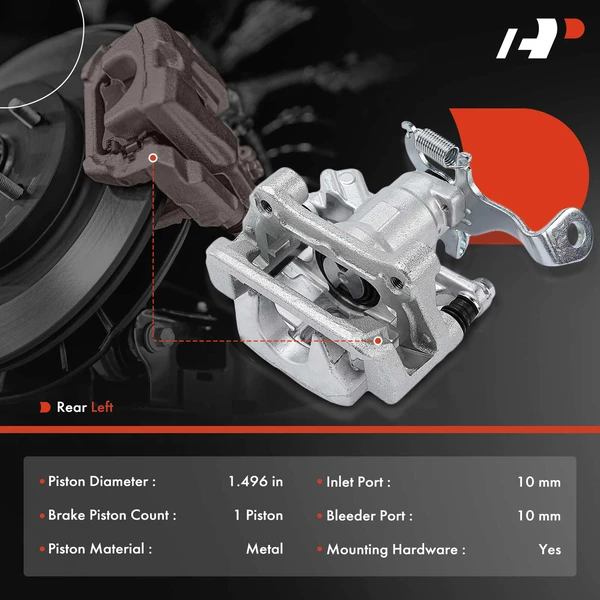 1-PC Brake Caliper, Rear Left Driver Side, 1-Piston, A-Premium APBC3309