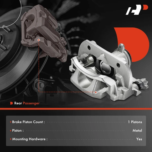 1-PC Brake Caliper, Rear Right Passenger Side, 1-Piston, A-Premium APBC4372
