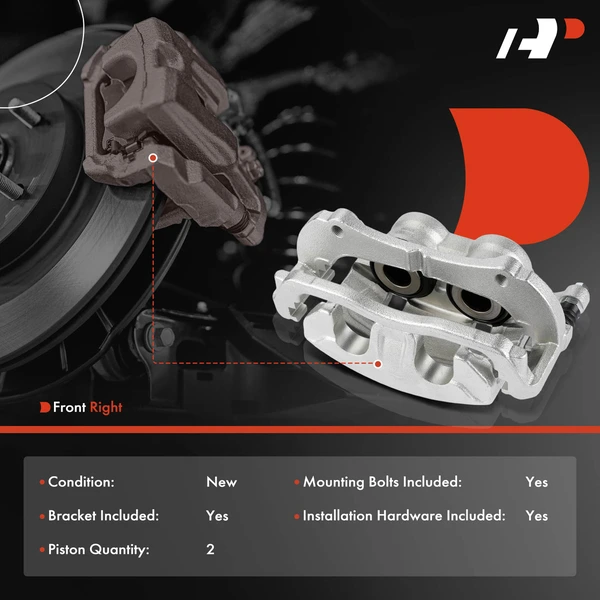 1-Pc Brake Caliper with Pistons Front Right Passenger Side 2-Piston A-Premium APBC4461