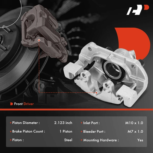 1-PC Brake Caliper, Front Left Driver Side, 1-Piston, A-Premium APBC4303