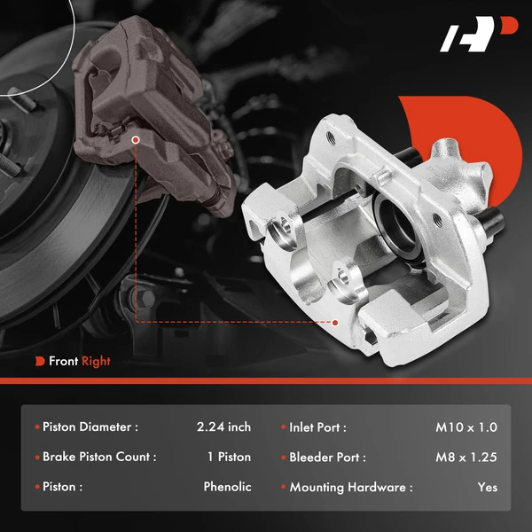 1-Pc Brake Caliper with Bracket Front Right Passenger Side 1-Piston A-Premium APBC4546