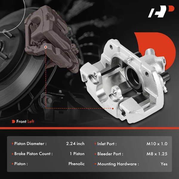 1-Pc Brake Caliper with Bracket Front Left Driver Side 1-Piston A-Premium APBC4548