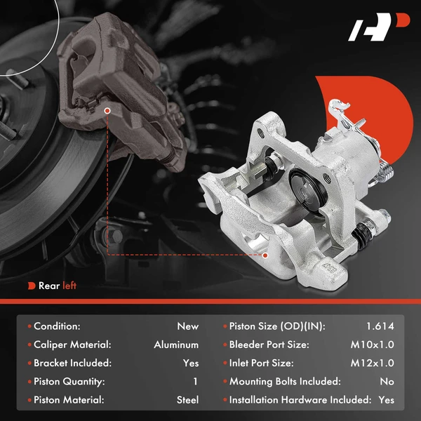 1-Pc Brake Caliper with Bracket Rear Left Driver Side 1-Piston A-Premium APBC4488