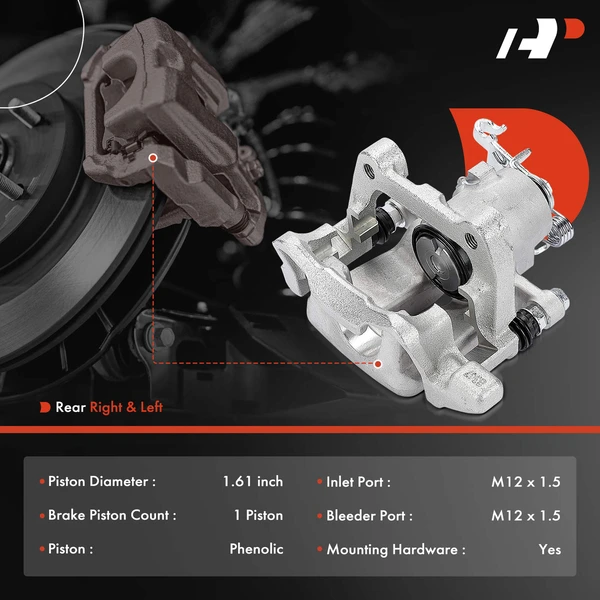 2-Pc Brake Caliper with Bracket Rear Driver & Passenger 1-Piston A-Premium APBC4489