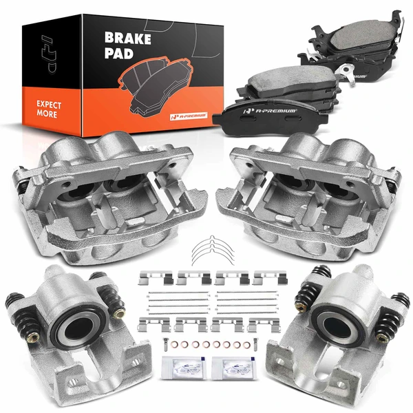 2006-2008 Lincoln Mark LT 8-Pc Brake Caliper and Pad Kit Front & Rear 2 Piston (Front); 1 Piston(Rear) A-Premium APBC3538