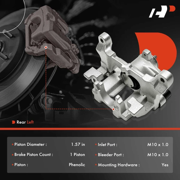 1-Pc Brake Caliper Rear Left Driver Side 1-Piston A-Premium APBC4541