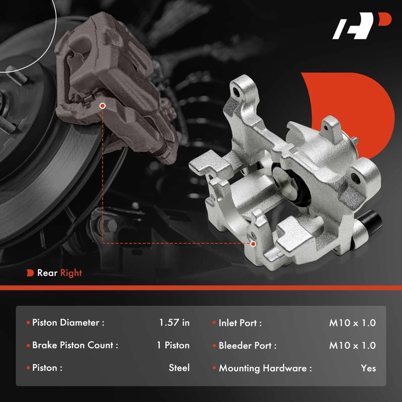 1-Pc Brake Caliper Rear Right Passenger Side 1-Piston A-Premium APBC4543