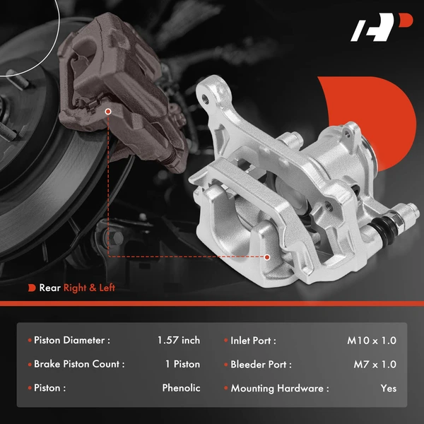 2-Pc Brake Caliper with Bracket Rear Driver & Passenger 1-Piston A-Premium APBC4520