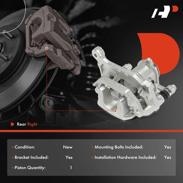 1-Pc Brake Cylinder Caliper with Bracket Rear Right Passenger Side 1-Piston A-Premium APBC4486