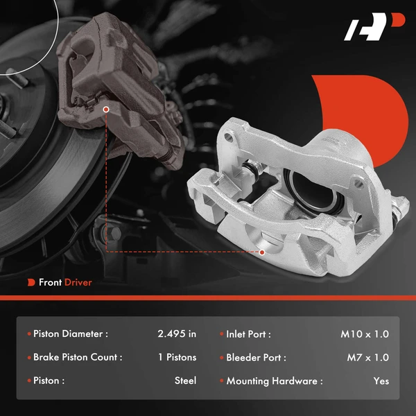 1-PC Brake Caliper, Front Left Driver Side, 1-Piston, A-Premium APBC4039