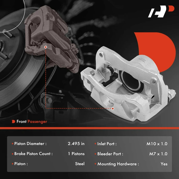 1-PC Brake Caliper, Front Right Passenger Side, 1-Piston, A-Premium APBC4040