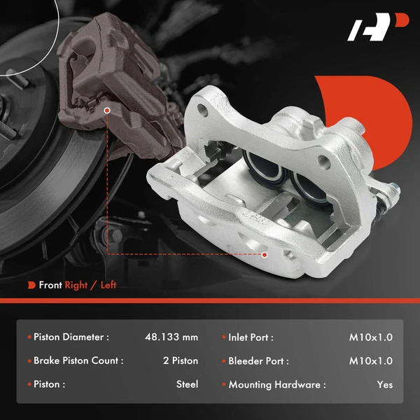 1-PC Brake Caliper, Front Right Passenger Side, 2-Piston, A-Premium APBC4041