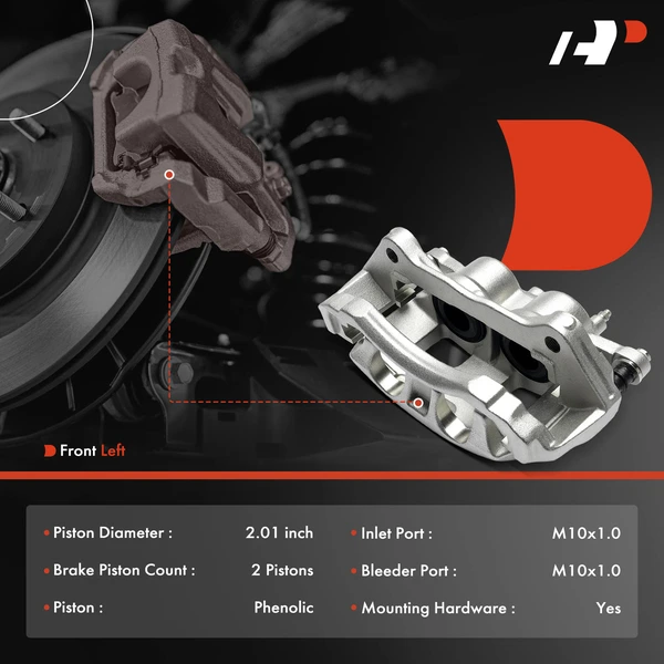 1-Pc Brake Caliper Front Left Driver Side 2-Piston A-Premium APBC4696