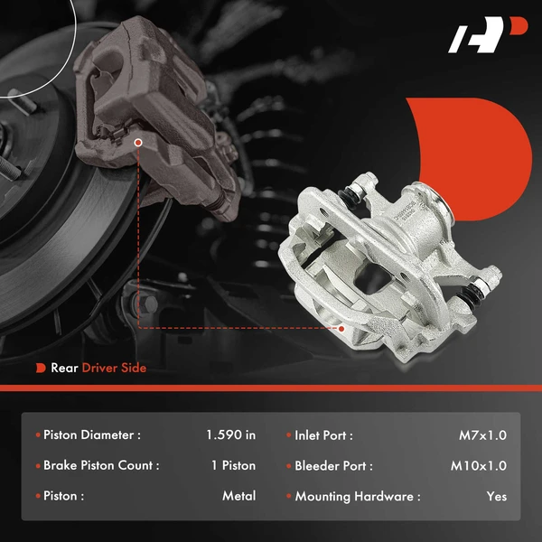 1-Pc Brake Caliper with Bracket Rear Left Driver Side 1-Piston A-Premium APBC4491