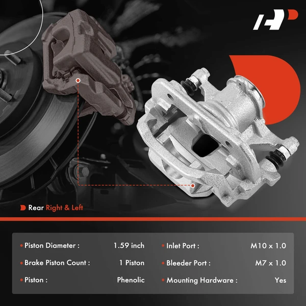 2-Pc Brake Caliper with Bracket Rear Driver & Passenger 1-Piston A-Premium APBC4521